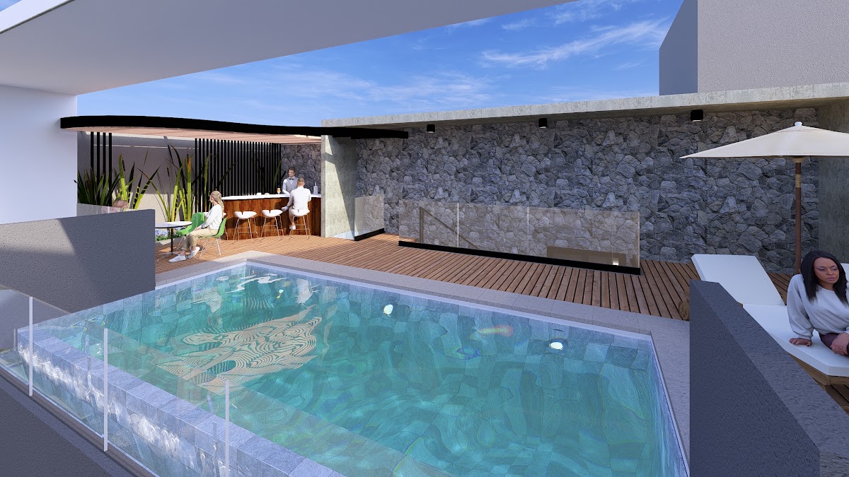 Piscina en la azotea de Las Lomas Residence